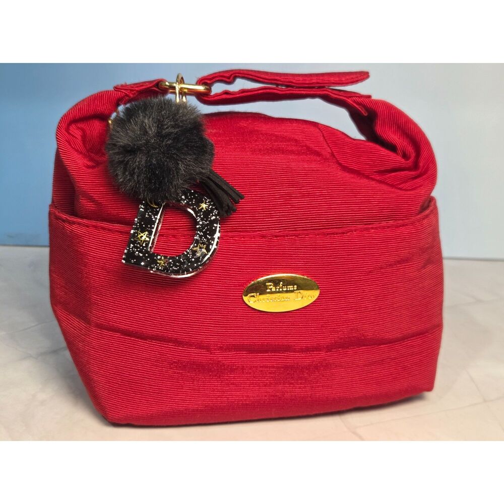Christian Dior Top Handle Bag-Beauty Bag-Sizzling Red + Bag Charms 7x5x7